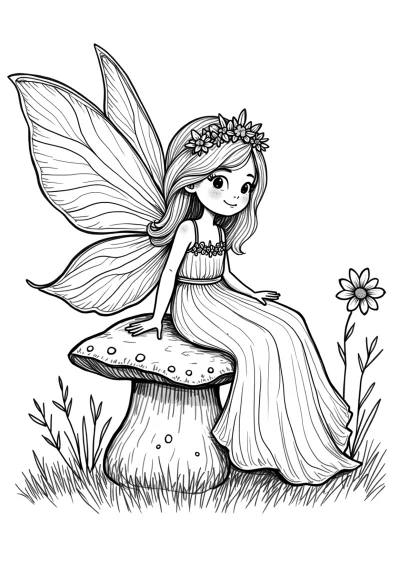 Fairy queen with crown coloring page