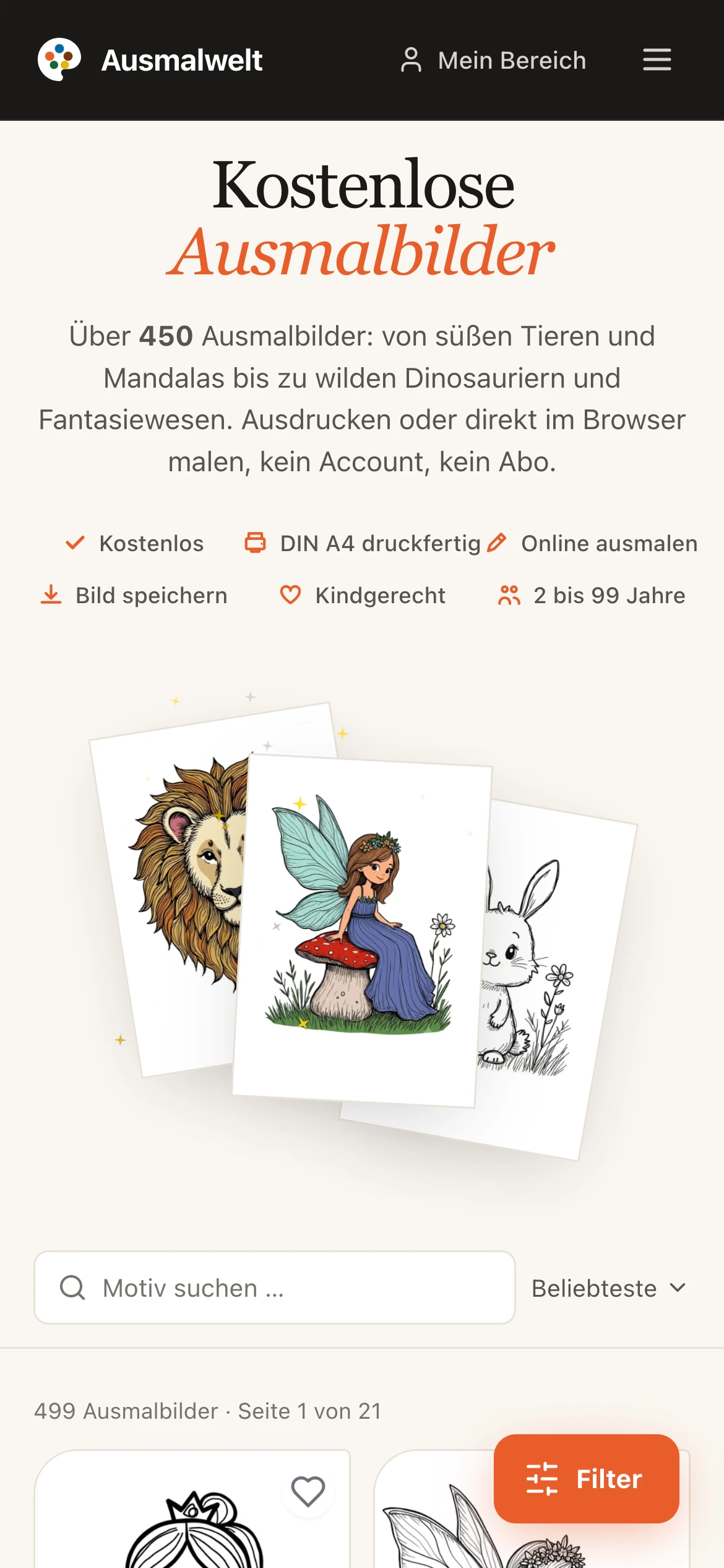Thousands of coloring pages, instantly available Mobile